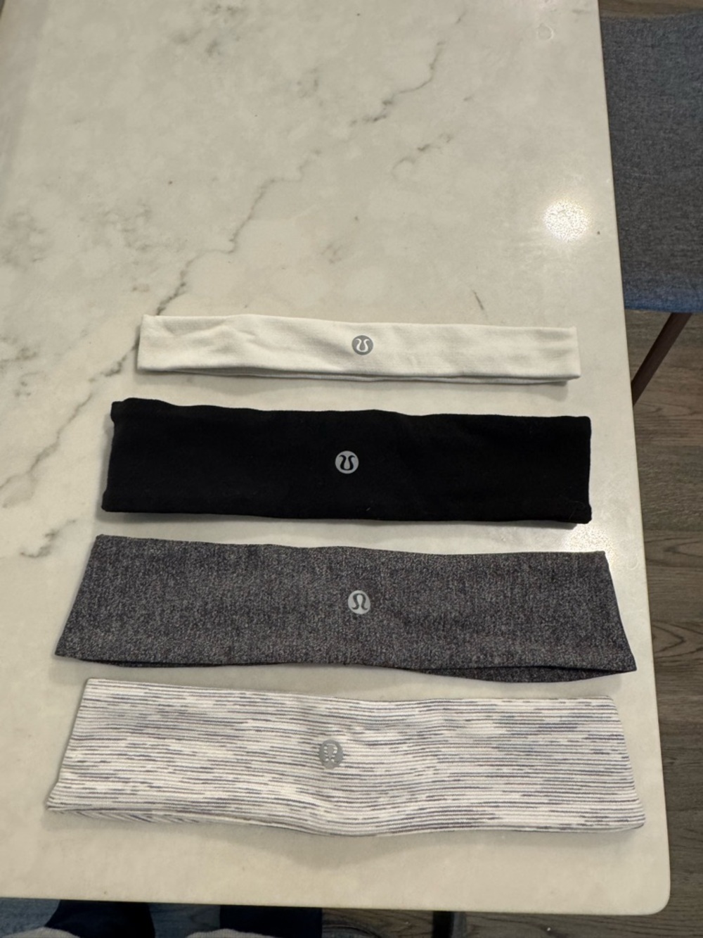 Lululemon Logo Stretch Headbands - Black, White, Gray, Heather Stripe